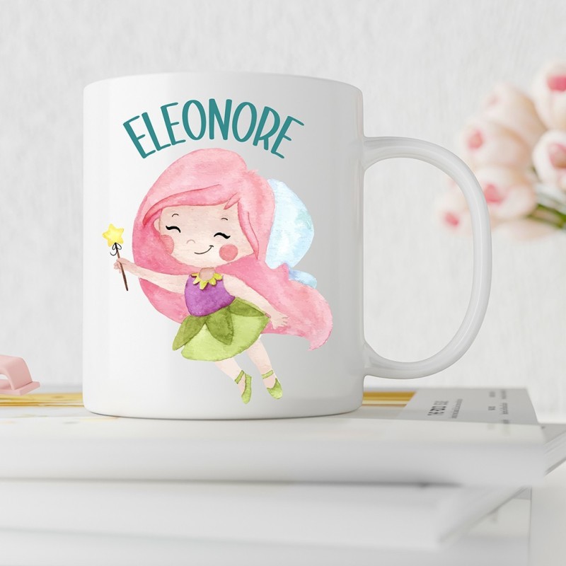 Mug "Fée" personnalisable – Ajoutez un prénom, choisissez police & couleur