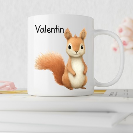 Mug Écureuil Personnalisable avec Prénom – Choix de Couleur et Police