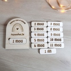 Carte étape bébé Arc en ciel – Suivi de croissance & souvenirs colorés