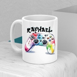 Mug Manette de Jeux Personnalisable – Deux Prénoms et Mains Entrelacées