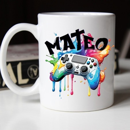 Mug Manette de Jeux Personnalisable – Deux Prénoms et Mains Entrelacées