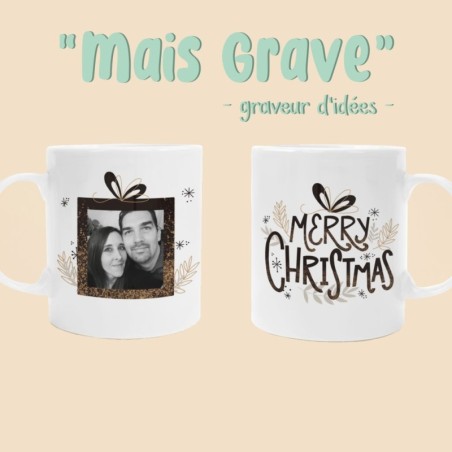Mug “Merry Christmas” personnalisé – Cadeau de Noël photo