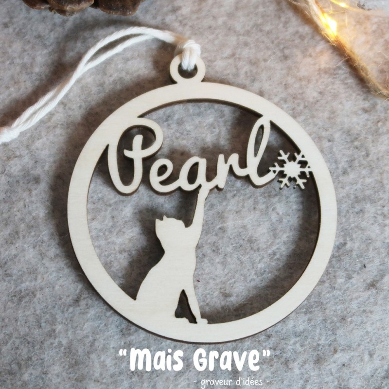 Suspension de sapin Chat Flocon – Décoration Noël