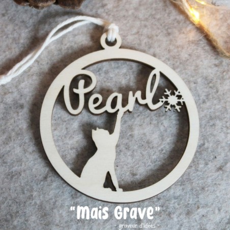 Suspension de sapin Chat Flocon – Décoration Noël