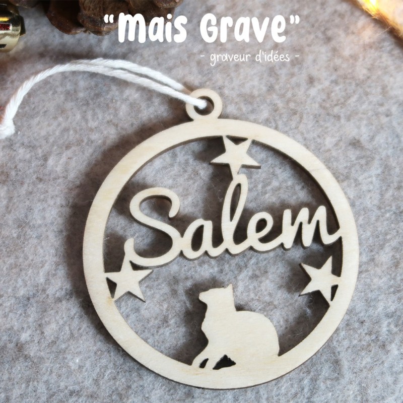 Suspension de sapin "Chat Étoile" – Décoration Noël originale