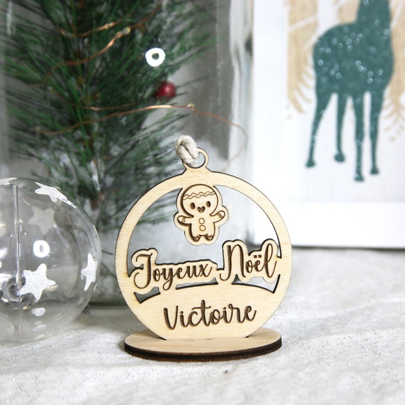 Suspension sapin personnalisée – Cookie le bonhomme pain d'épices – Prénom enfant