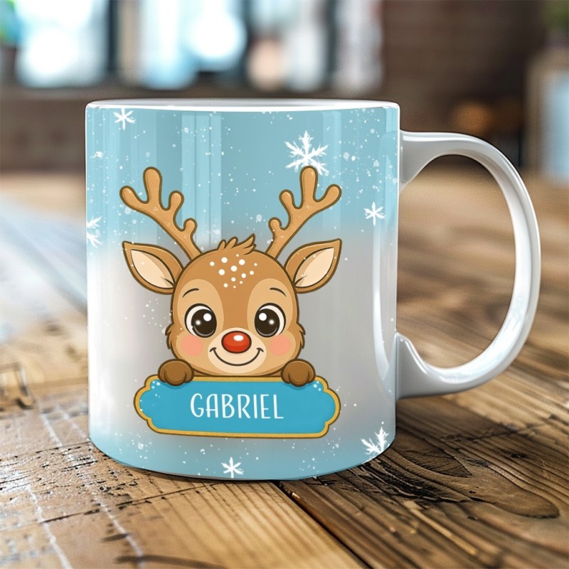 Mug personnalisé "Renne bleu" – Cadeau unique et original