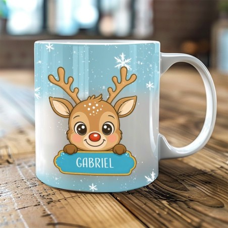 Mug personnalisé "Renne bleu" – Cadeau unique et original