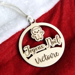 Suspension sapin personnalisée – Cookie le bonhomme pain d'épices – Prénom enfant