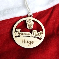 Suspension sapin personnalisée – Tootsie le bonhomme de neige – Prénom enfant