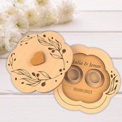 Boîte à Alliances en Bois Gravée – Coffret Mariage Personnalisé avec Prénoms et Date
