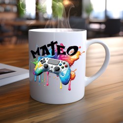Mug Manette de Jeux Personnalisable – Deux Prénoms et Mains Entrelacées