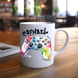Mug Manette de Jeux Personnalisable – Deux Prénoms et Mains Entrelacées