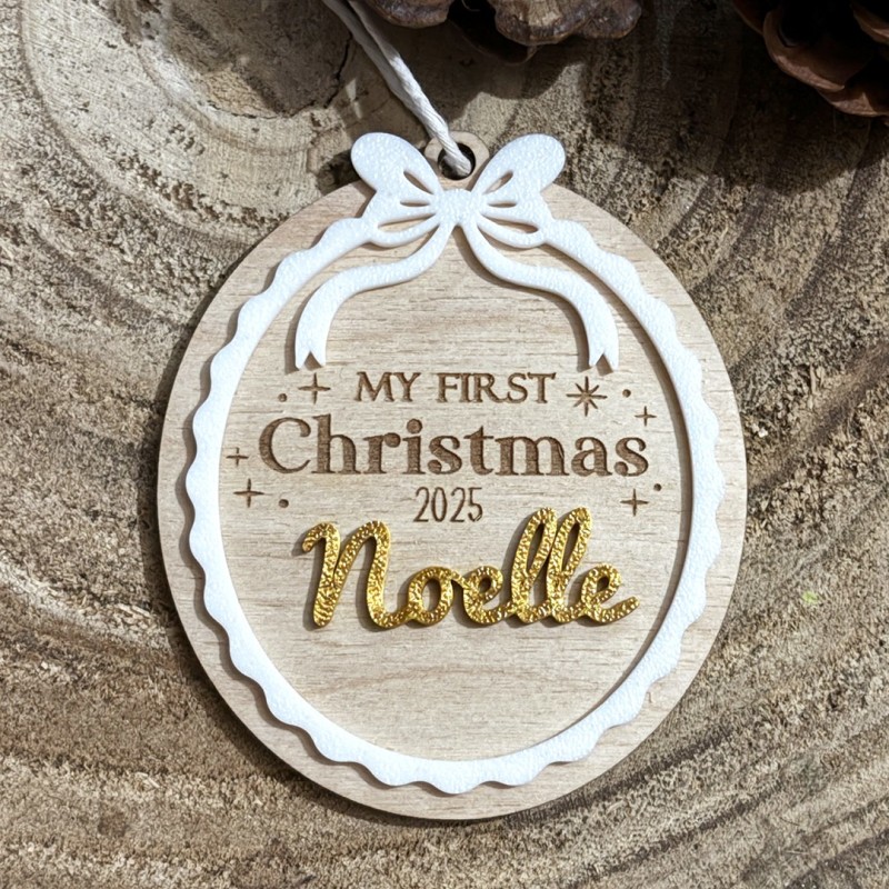 Suspension "My First Christmas 2025" – Personnalisée pour Bébé