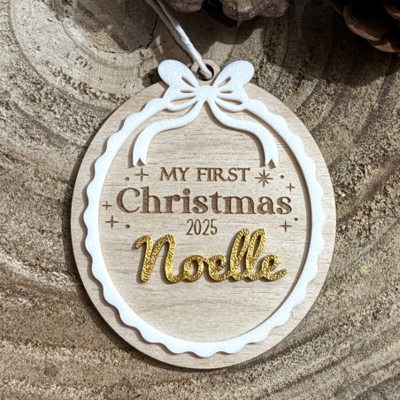 Suspension "My First Christmas 2025" – Personnalisée pour Bébé