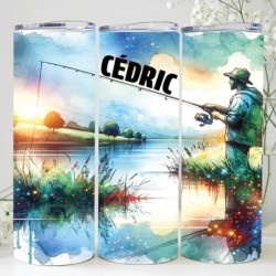 Tumbler Isotherme “Pêche” Personnalisable – Gobelet Inox Pêcheur, Idée Cadeau Originale pour Amateur de Pêche