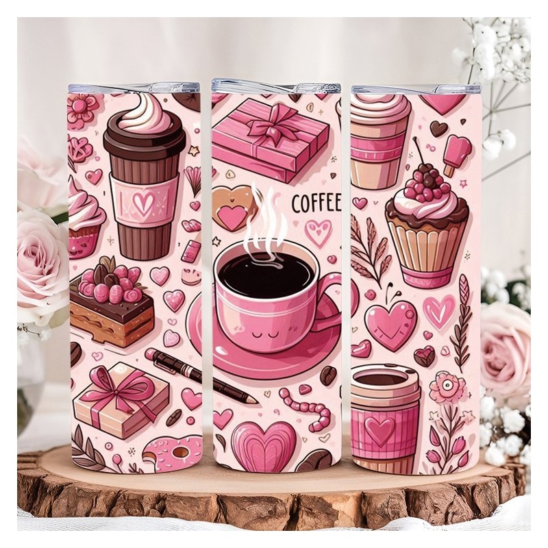 Tumbler Isotherme “Café de Saint-Valentin” – Gobelet Romantique, Cadeau Amoureux Chaud/Froid