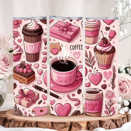 Tumbler Isotherme “Café de Saint-Valentin” – Gobelet Romantique, Cadeau Amoureux Chaud/Froid