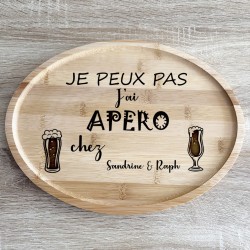 Plateau Apéro à Personnaliser en Bambou – Gravure Laser, Cadeau Original et Élégant