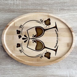 Plateau Apéro à Personnaliser en Bambou – Gravure Laser, Cadeau Original et Élégant