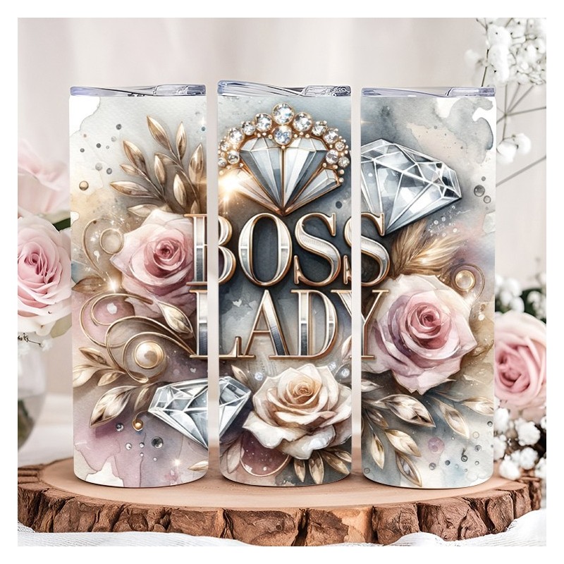 Tumbler Isotherme “Boss Lady” – Gobelet Inox Élégant, Cadeau Femme Inspirante & Ambitieuse