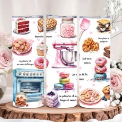 Tumbler Isotherme “Pâtisserie” – Gobelet Inox Gourmand, Idée Cadeau pour Pâtissiers & Gourmands