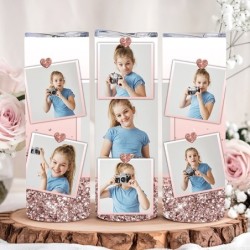 Tumbler Isotherme Personnalisable “Rose-Gold-Glitter-Photo” – Gobelet Inox Pailleté avec Photo