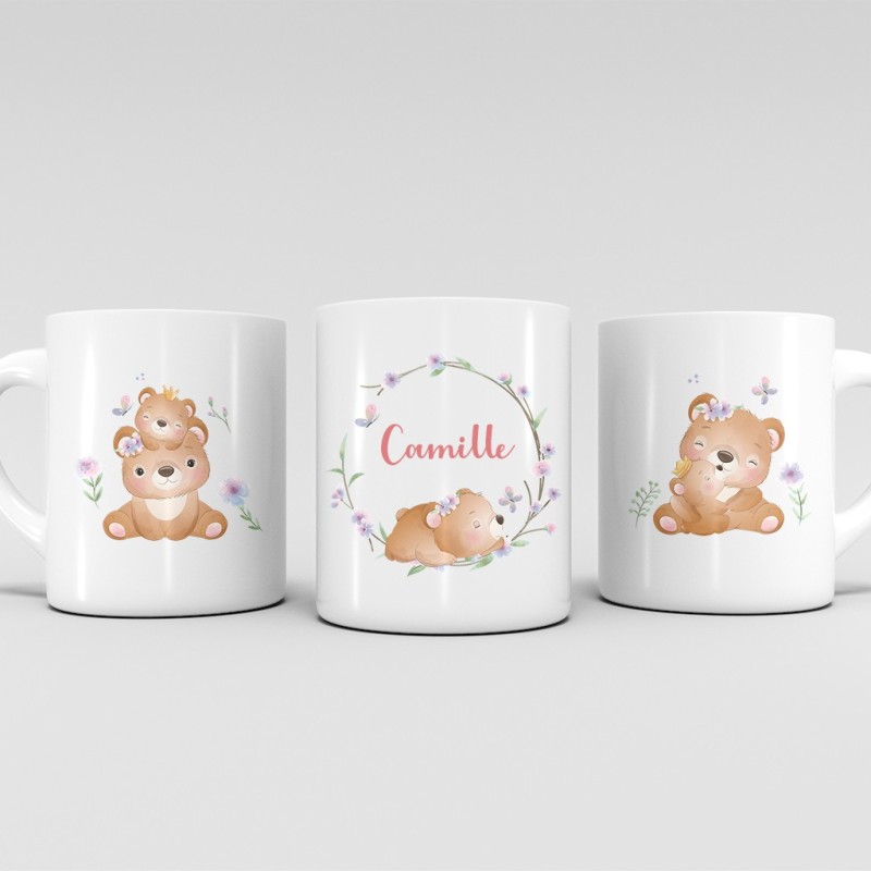 Mug “Petit Ours” personnalisable – Ajoutez un prénom, choisissez police & couleur