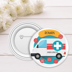 Badge Personnalisable – Métier Ambulancier, Accessoire Professionnel avec Nom et Prénom