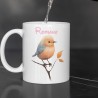 Mug Oiseau Personnalisable avec Prénom – Choix de Police et Couleur