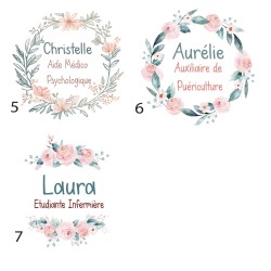 Badge Personnalisable – Métier avec Fleurs, Accessoire Professionnel Unique et Coloré