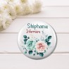 Badge Personnalisable – Métier avec Fleurs, Accessoire Professionnel Unique et Coloré