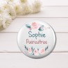 Badge Personnalisable – Métier avec Fleurs, Accessoire Professionnel Unique et Coloré