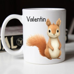 Mug Écureuil Personnalisable avec Prénom – Choix de Couleur et Police