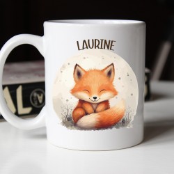 Mug Renard Personnalisable avec Prénom – Choix de Couleur et Police