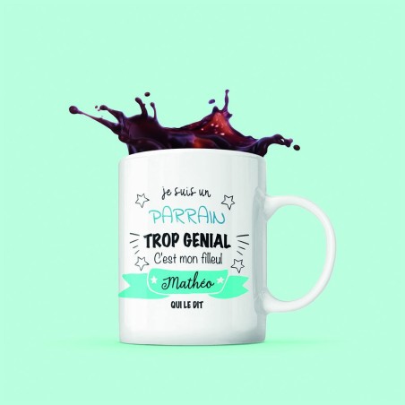 Mug Parrain Trop Génial – Cadeau Original et Personnalisable