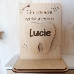 Support La Petite Souris pour Dent de Lait – Bois Gravé et Personnalisé