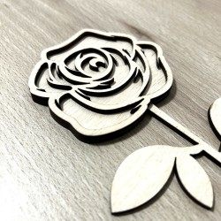 Rose en bois gravée Je t'aime – Cadeau décoratif original