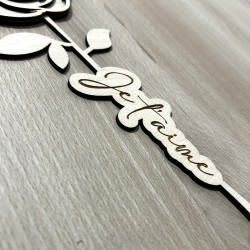 Rose en bois gravée Je t'aime – Cadeau décoratif original