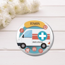 Badge Personnalisable – Métier Ambulancier, Accessoire Professionnel avec Nom et Prénom
