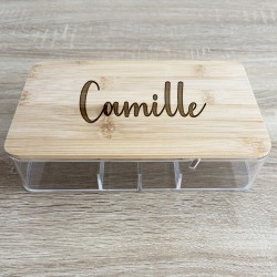 Boîte à bijoux personnalisée – Prénom & choix de police