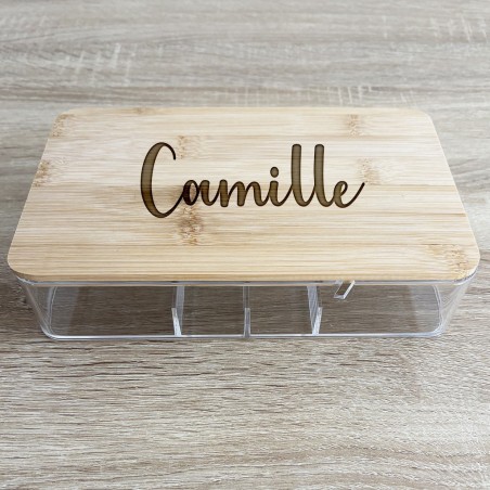 Boîte à bijoux personnalisée – Prénom & choix de police