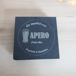 Sous-verres en ardoise personnalisables – Choix de visuel & prénom | Cadeau original