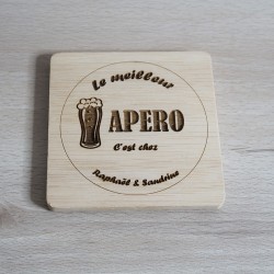 Sous-verres en bambou personnalisables – Choix de visuel & prénom | Cadeau original