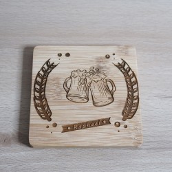 Sous-verres en bambou personnalisables – Choix de visuel & prénom | Cadeau original