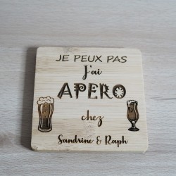 Sous-verres en bambou personnalisables – Choix de visuel & prénom | Cadeau original