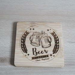 Sous-verres en bambou personnalisables – Choix de visuel & prénom | Cadeau original