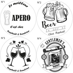 Sous-verres en bambou personnalisables – Choix de visuel & prénom | Cadeau original