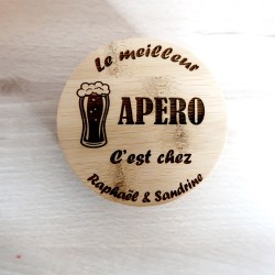 Sous-verres en bambou personnalisables – Choix de visuel & prénom | Cadeau original