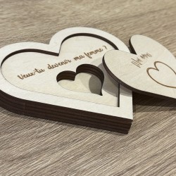 Boite demande en mariage  en forme de coeur
